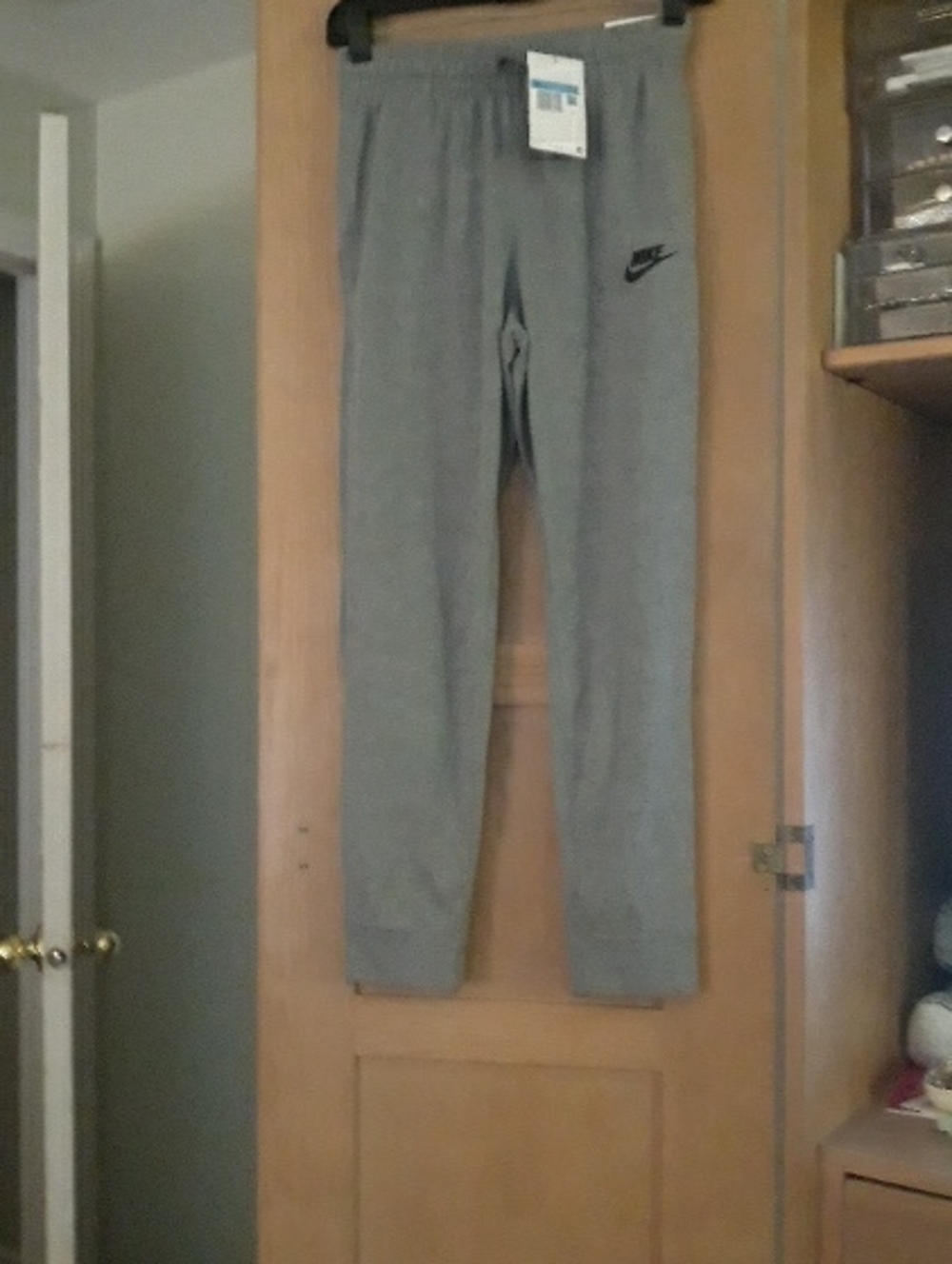 Nike Gray Heather Tech Fleece Joggers with Swoosh